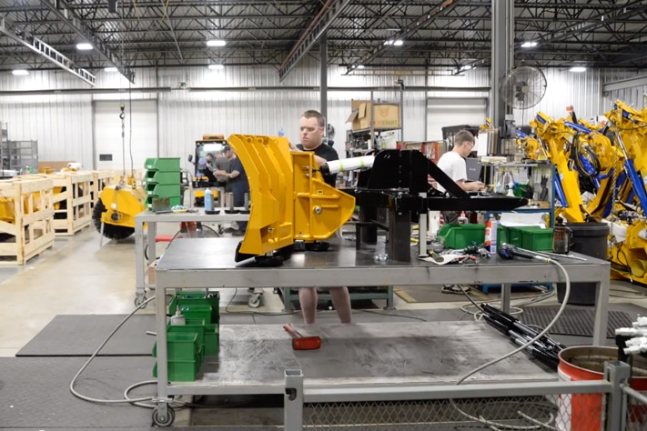 trackless vehicles time lapse tuesday video building folding v-plow attachment